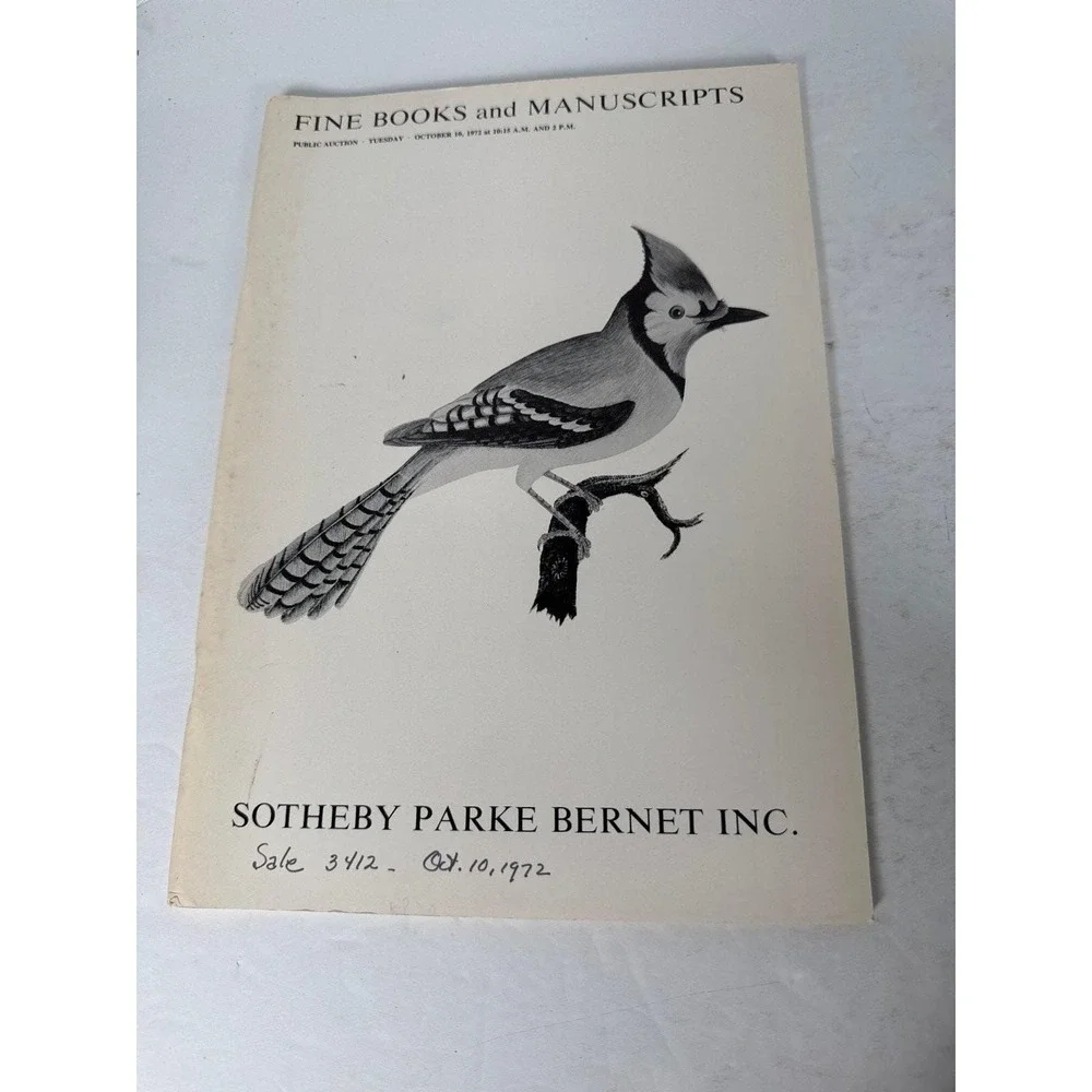 Sotheby Parke Bernet Fine Books Manuscripts Auction Catalog 1972 Blue Jay